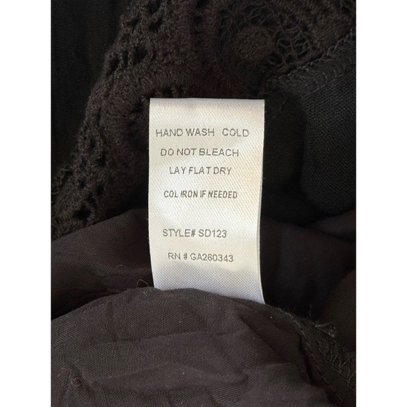 Sweet Lovely by Jen Maxi Dress Black Cochet Surplice Babydoll Empire V Neck Sz L - Picture 7 of 9